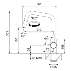Bateria FRANKE Lina U Pull-Out 115.0728.477 Czarny mat