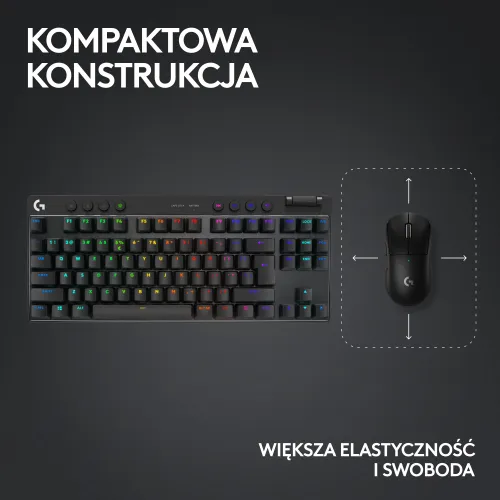 Klawiatura mechaniczna Logitech G Pro X TKL Lightspeed Tactile - GX Brown - czarny