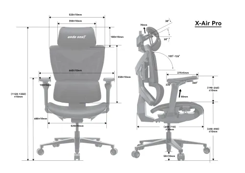 Fotel Anda Seat X-Air Pro XL Gamingowy do 120kg Tkanina Czarny