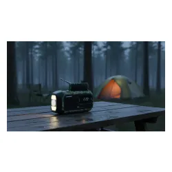 Radioodbiornik Blaupunkt ER20GC SURVIVAL Na korbkę, Solarne, Latarka, Powerbank, Radio FM Zielony