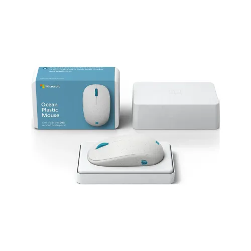 Myszka Microsoft Ocean Plastic Mouse Biało-niebieski