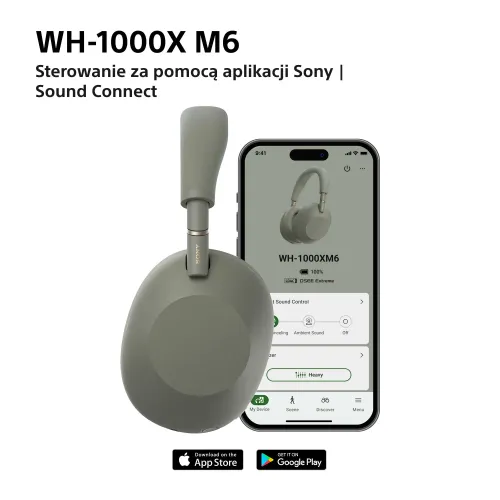 Słuchawki bezprzewodowe Sony WH-1000XM6 ANC Nauszne Bluetooth 5.3 Oliwkowy