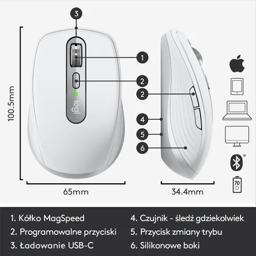 Myszka Logitech MX Anywhere 3 dla Mac - szary