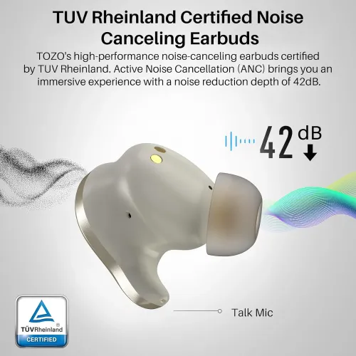 Słuchawki bezprzewodowe Tozo Golden X1 Dokanałowe Bluetooth 5.3 Szampański