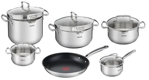 Zestaw garnków TEFAL Duetto+ (11 elementów) Stal nierdzewna 18/10 Indukcja Możliwość mycia w zmywarce