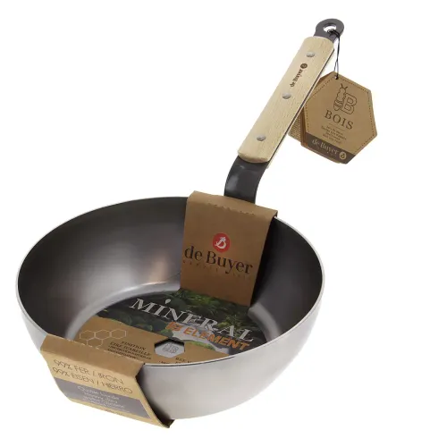 DE BUYER Mineral B Bois 24 cm - patelnia / wok ze stali węglowej