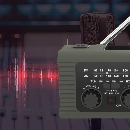 Radioodbiornik Hawk Expedition R10 Na korbkę, Solarne, Latarka, Radio FM Szary