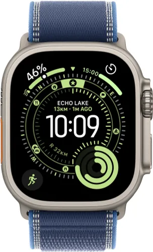 Apple Watch Ultra 3 GPS + Cellular 49mm koperta tytanowa (naturalny) + pasek Trail rozmiar S/M (niebieski/jaskrawoniebieski)