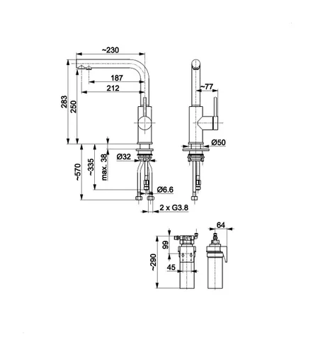 Bateria KFA ARMATURA Duero Pure Basic 6623-915-81 z filtrem Czarny