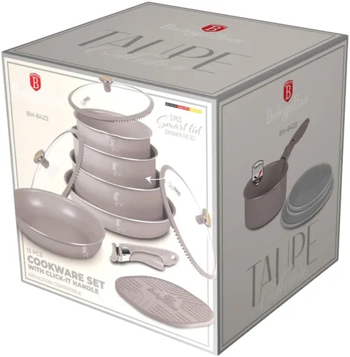 Zestaw patelni i garnków BERLINGER HAUS Taupe Nordic BH-8422 (13 elementów)