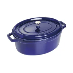STAUB La Cocotte Oval 6,7 l niebieski - garnek żeliwny/brytfanna z pokrywką