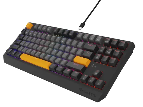 Klawiatura mechaniczna Genesis Thor 230 TKL Naval Blue Negative US RGB Outemu Panda Szary
