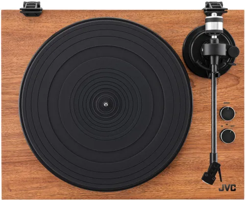 Gramofon JVC AL-E534M Drewno, Manualny, Napęd paskowy, Prędkość odtw. 33 1/3,45 obr./min