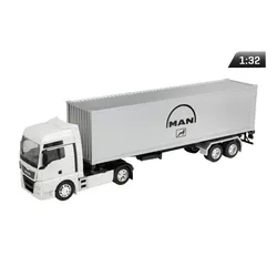 Model 1:32, MAN TGX, ciągnik biały - naczepa srebrna