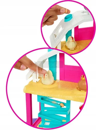 LALKA BARBIE ZESTAW FARMA WESOŁYCH KUREK zestaw z lalką Barbie kurczaczkami HGY88