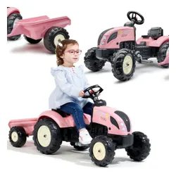 Falk Traktor Country Star Różowy na Pedały + Przyczepka i Klakson 2-5Lat.