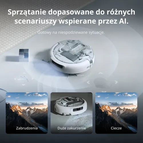 Robot sprzątający DJI Romo P2 Funkcja mopowania Stacja oczyszczająca Tworzenie mapy pomieszczenia Funkcje AI Biały
