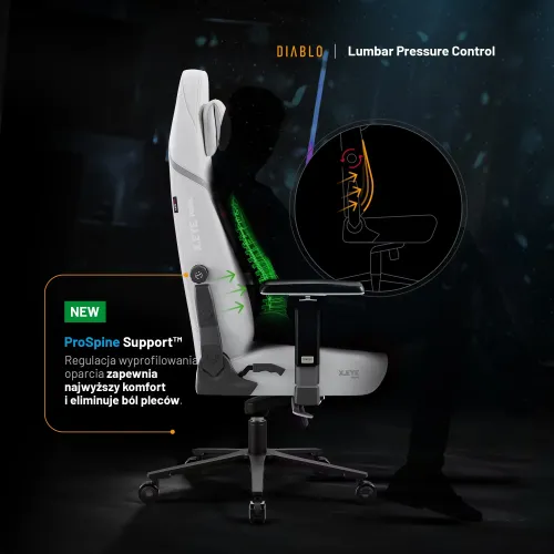 Fotel Diablo Chairs X.Eye Prime, Normal Size, Ghosted White Gamingowy do 140kg Biały