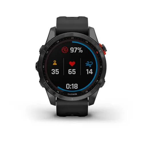 Смарт-часы Garmin FENIX 7S Solar серый с черным силиконовым ремешком (010-02539-13)