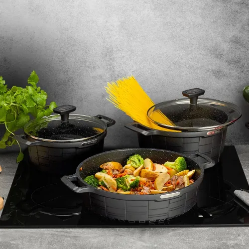 Patelnia nieprzywierająca STARKE PRO CROWS MARBLE 28 cm