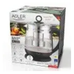 ADLER AD 1299 1,5 l czarny - czajnik elektryczny bezprzewodowy szklany z zaparzaczem
