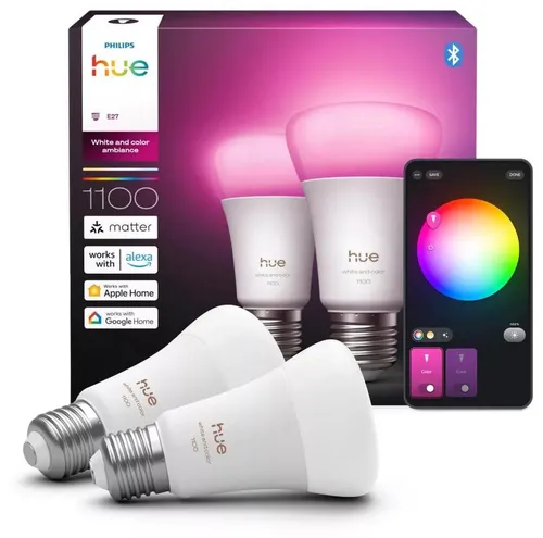 Inteligenta żarówka LED PHILIPS HUE 929003853502 8.1W E27 Bluetooth, Zigbee (2 szt.)