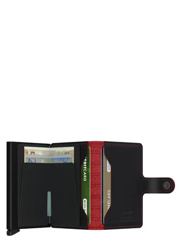 RFID Gizli Miniwallet Yakıtlı Cep Cüzdanı-Siyah / Kırmızı