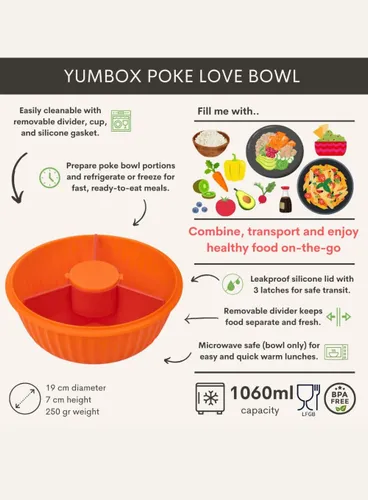 Miska lunchbox Yumbox Poke Love Bowl 1050 ml - tangerine orange