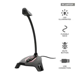 Mikrofon Trust GXT 215 Zabi LED Illuminated USB 23800 Przewodowy Pojemnościowy Czarny