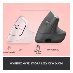 Myszka Logitech Lift praworęczny - różowy