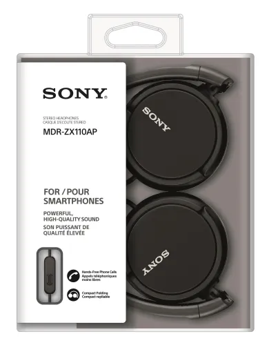 Słuchawki przewodowe Sony MDR-ZX110AP Nauszne Mikrofon Czarny