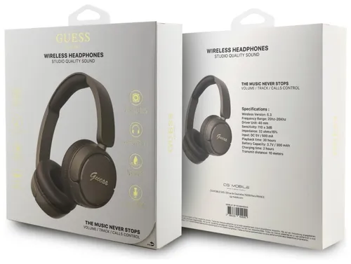 Słuchawki nauszne GUESS Metal Logo Script Brązowy