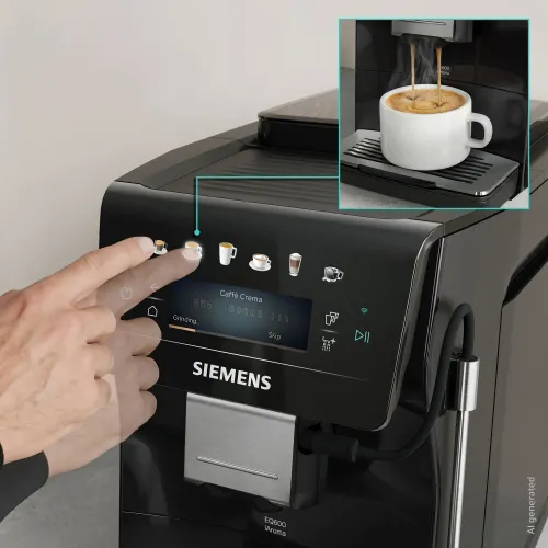 Ekspres Siemens EQ600 iAroma Piano Black TP601E19 Szerokość 28,1cm