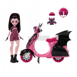 LALKA MONSTER HIGH Draculaura wampirystyczny skuter, zestaw lalka+akcesoria JDR61