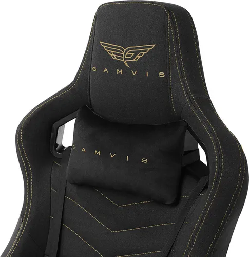 Fotel GAMVIS Elite 2.0 Pro XL Tkanina Czarny (złote elementy)