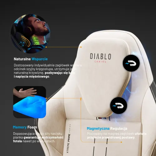 Fotel Diablo Chairs X.One Prime, Normal Size, Desert Storm t Gamingowy Do 140kg Tkanina Beżowy