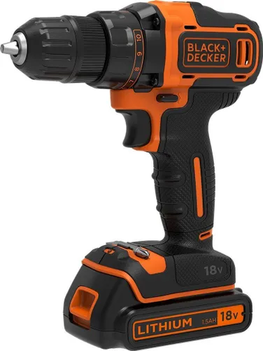 Akülü Matkap Black &amp; Decker BDCDD186 18 in 1x1.5 Ah pil