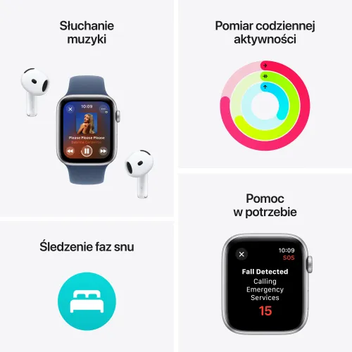 Apple Watch SE 2gen GPS koperta 44mm z aluminium Srebrny pasek sportowy Denim S/M