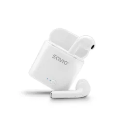 Słuchawki bezprzewodowe Savio TWS-01 Dokanałowe Bluetooth 5.0 Biały