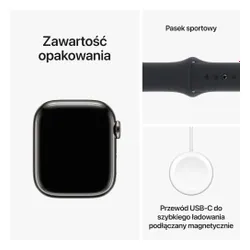 Apple Watch 9 GPS + сотовый 41 мм стальной сильный графит / полночь Спортивный ремешок M / L