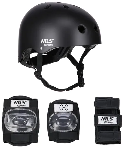 Kask NILS EXTREME MR290 Czarny (rozmiar S) + Zestaw ochraniaczy