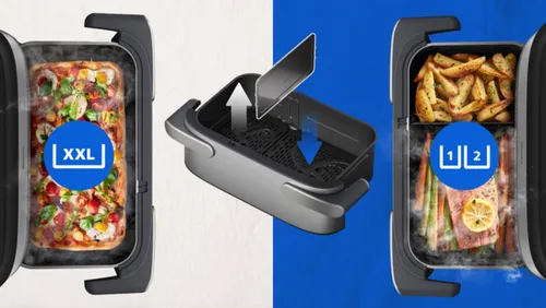 Air Fryer Frytkownica beztłuszczowa Philips NA565/02 Ovi Ultra Megabasket z funkcją Steamfry, pary, auto czyszczenie