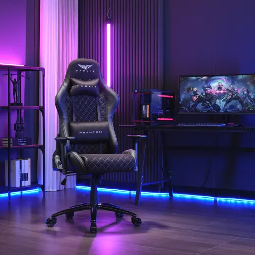 Fotel GAMVIS Phantom Large Czarny (białe elementy)