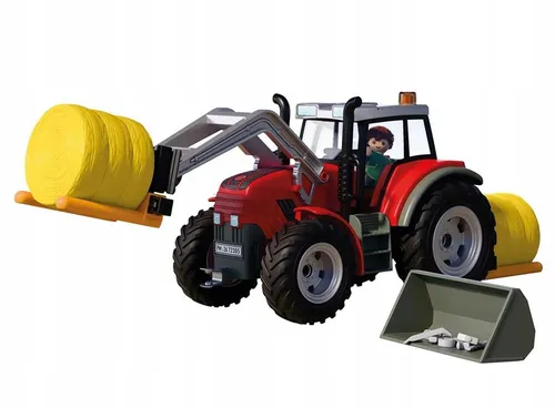 Duży traktor z belami siana