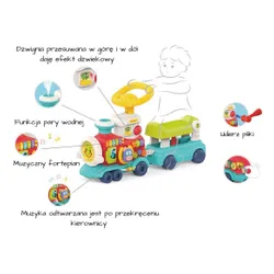 Woopie Baby Lokomotywa Pchacz Jeździk 2W1 Interaktywny Pociąg