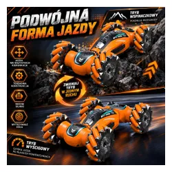 Samochód zdalnie sterowany rc ręką gesty ledy dym auto 4x4 stunt car 360°