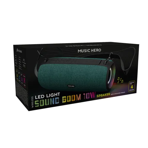 Głośnik Bluetooth Music Hero SOUND BOOM 10W LED LIGHT Zielony