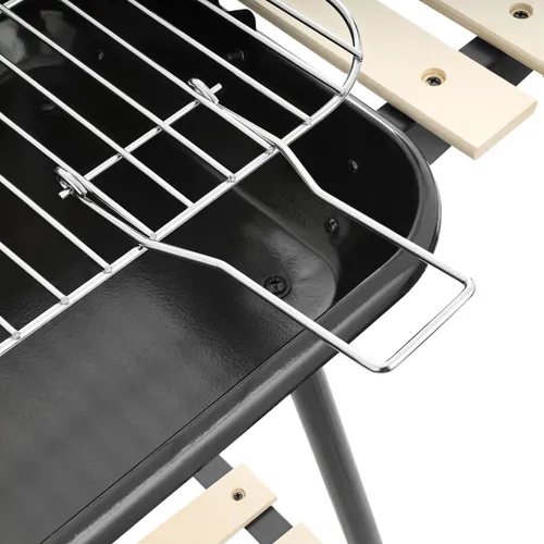 Grill węglowy ogrodowy na kółkach z 3 półkami i rożnem