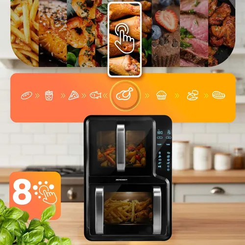 Air Fryer Frytkownica beztłuszczowa BERDSEN BD-664 12l z podwójnym koszem i okienkiem do obserwacji postępów gotowania