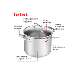 Zestaw garnków TEFAL Duetto+ G719SA74 (10 elementów) Stal nierdzewna 18/10 Indukcja Możliwość mycia w zmywarce